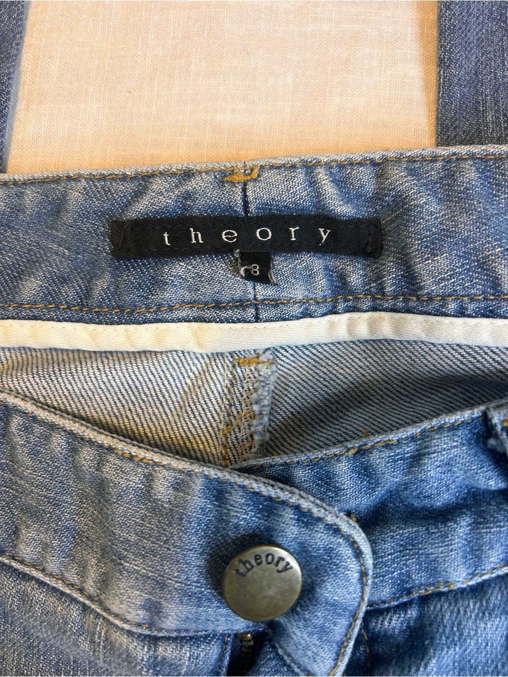 Theory Women's Wide-Leg Jeans in Blue Wash - Picture 4 of 4